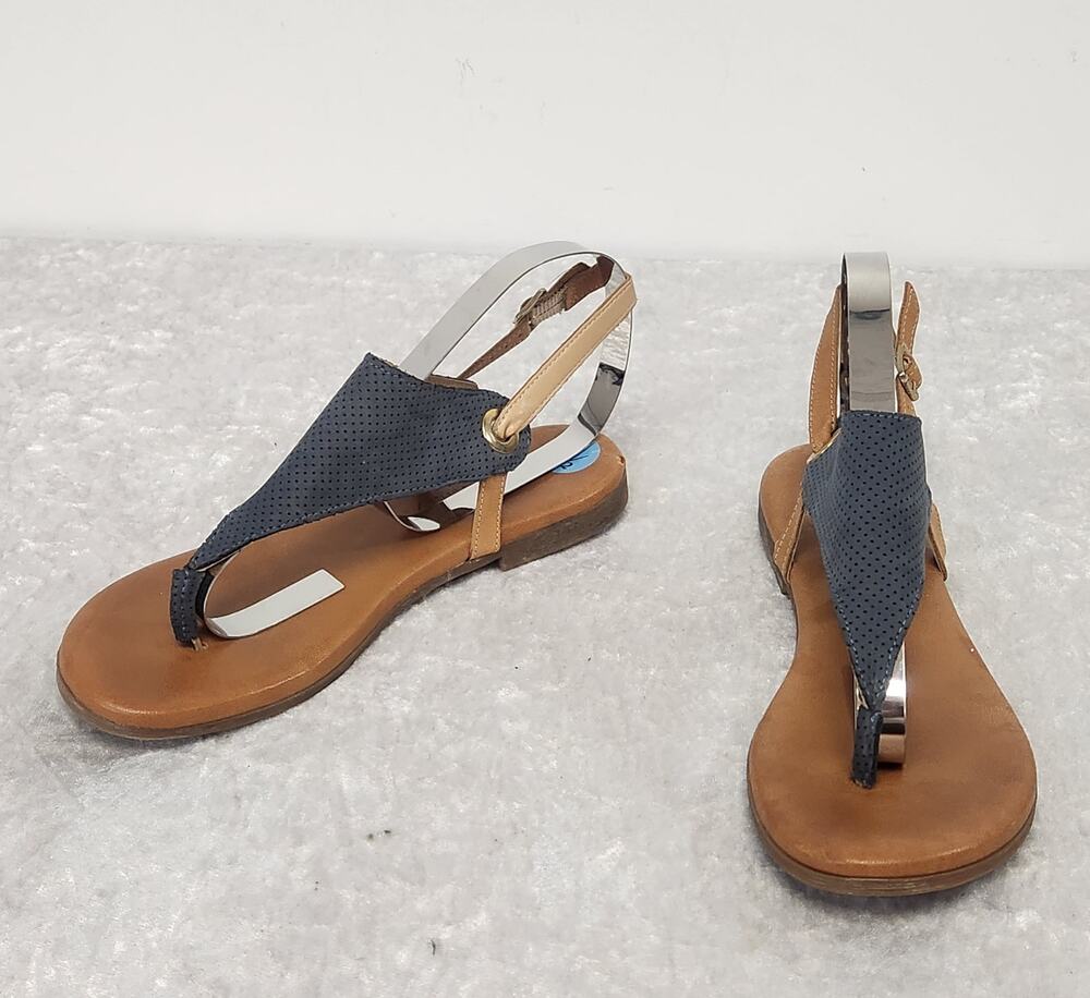 SOPHIA MILANO Women Blue Flat Thong Ankle Strap Sandals-Size 7.5